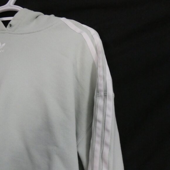 ADIDAS | large | Light Green Adidas Hoodie | White Stripes | Stitched Logo - Picture 5 of 16
